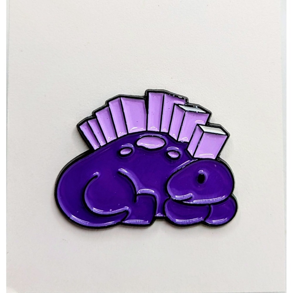 Purple Stegosaurus Dinosaur With Books For Scales Enamel Pin